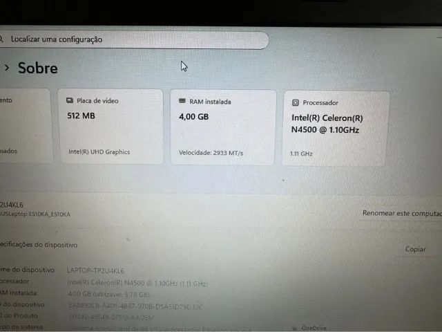 Notebook Asus 15 polegadas 90 dias de uso E510K 128GB SSD com 4GB de memória ram EJ562W - Foto 5