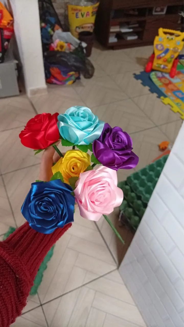 Rosa de cetim avulsos - Foto 2