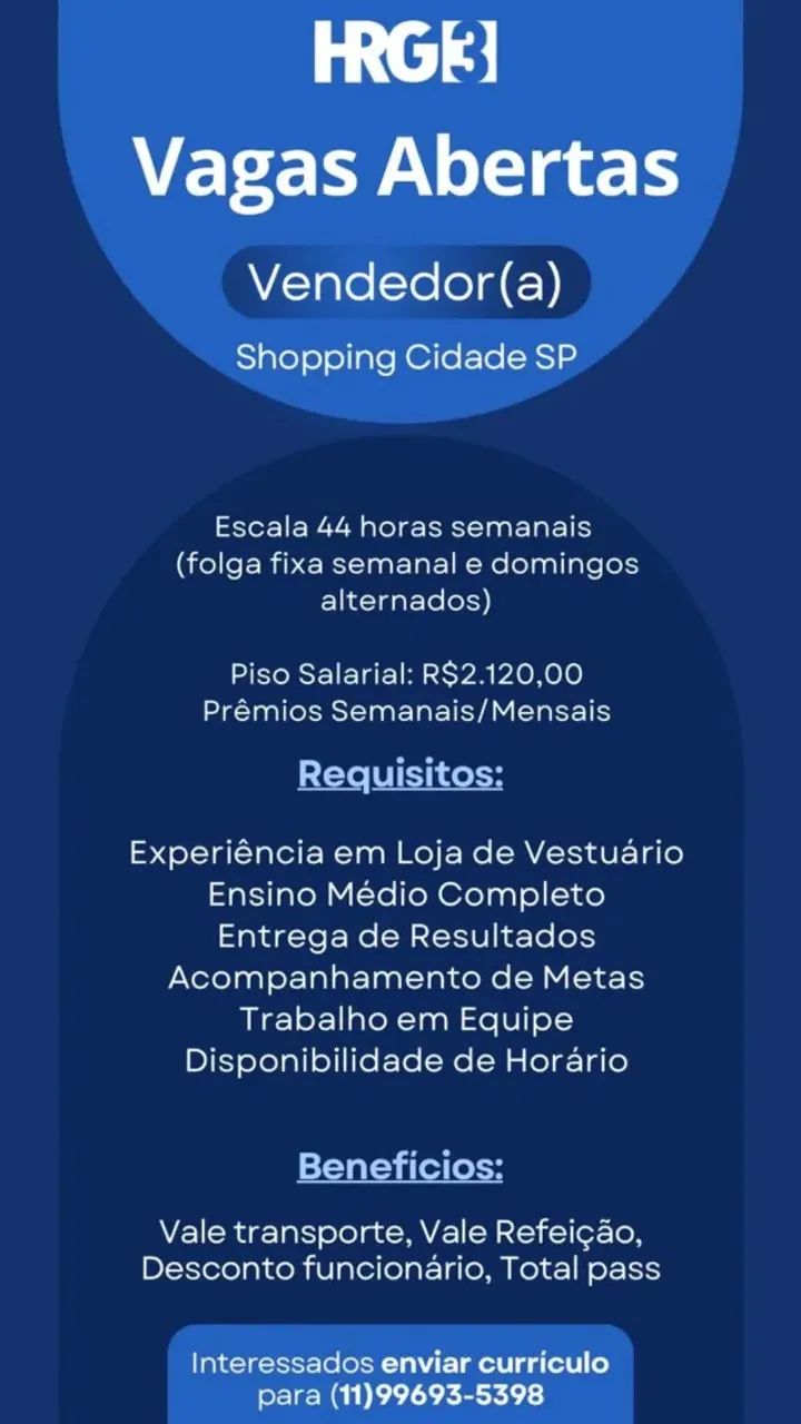 Vaga para vendedor (a )