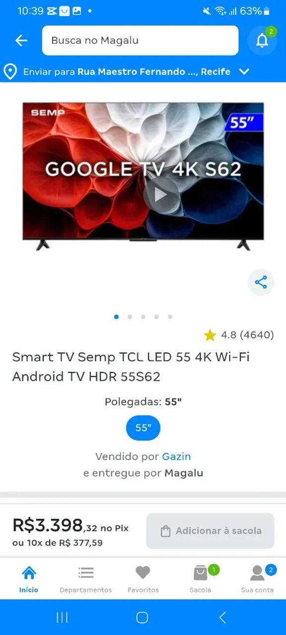 Vendo TV nova na caixa TCL 55 - Foto 2