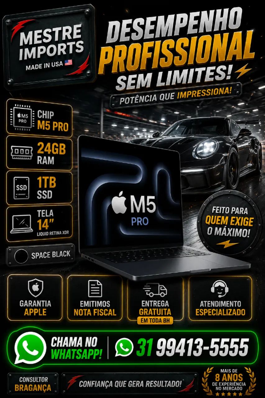 MacBook Pro M5 Pro 14 polegadas 24GB RAM 1TB SSD Space Black Novo Lacrado Nota Fiscal