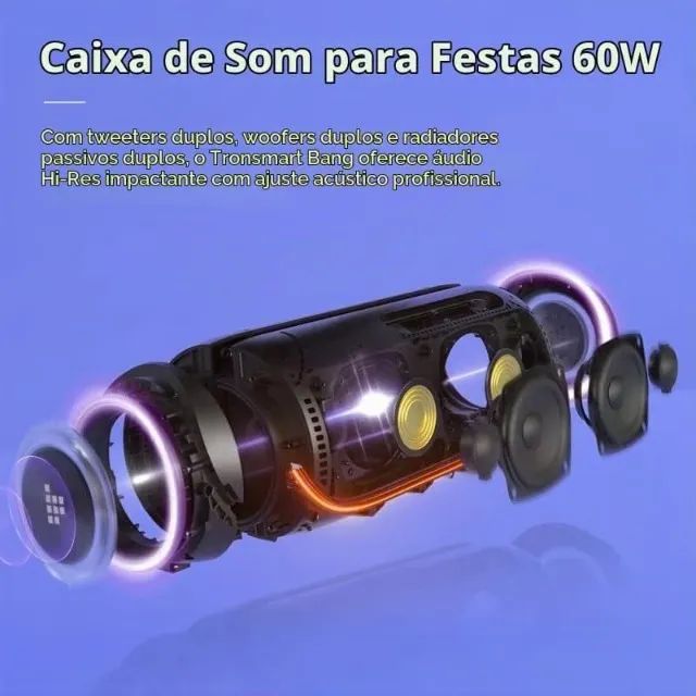 Caixa De Som Bluetooth 60w Ipx6 - Tronsmart Bang  - Foto 2