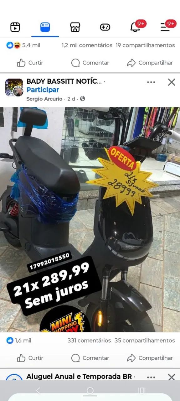 Scooter elétrica 1000w 