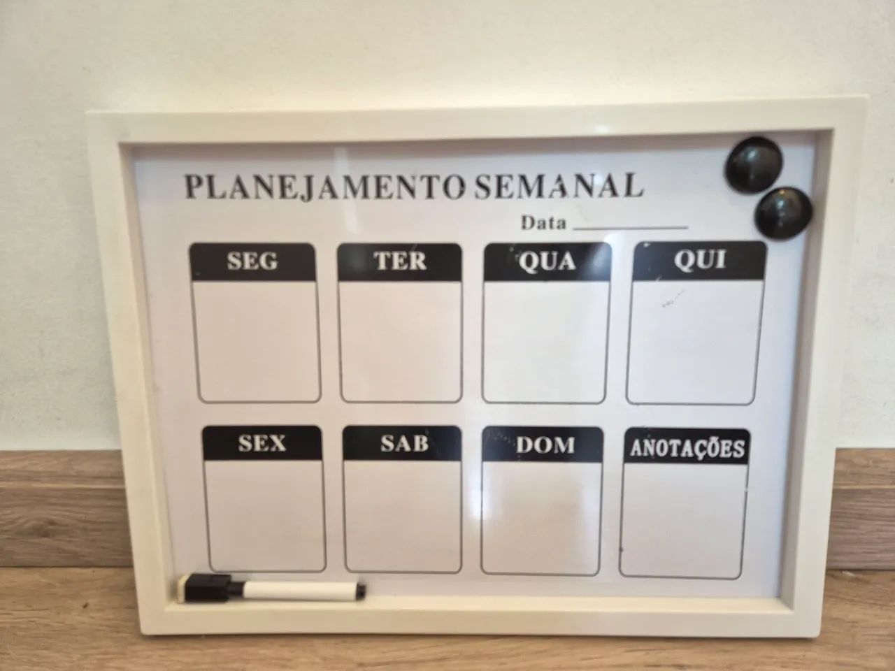 Quadro de planejamento semanal