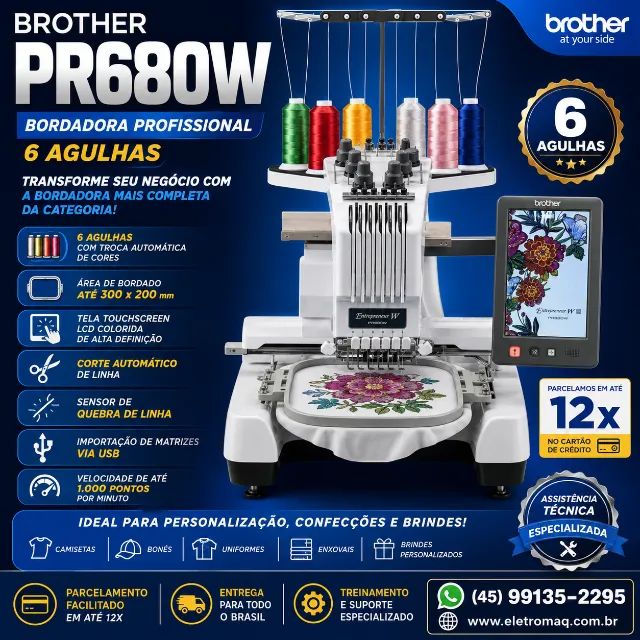 Maquina de Bordado Brother PR680 06 Agulhas - NOVA 