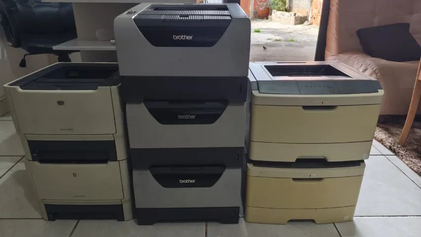 Lote com 7 impressoras, hp, brother e lexmark (com defeito)