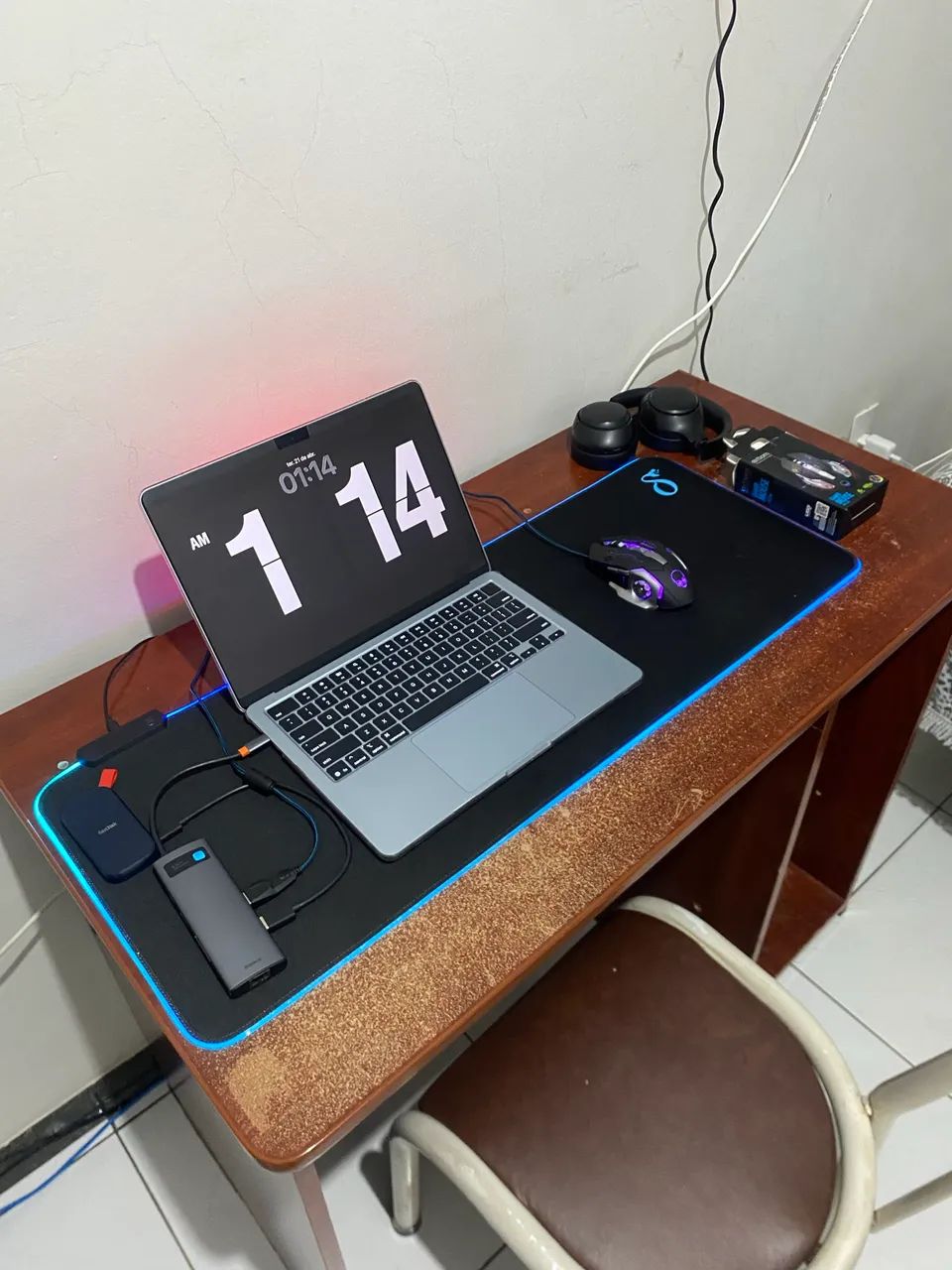 MousePad Preto com LED RGB