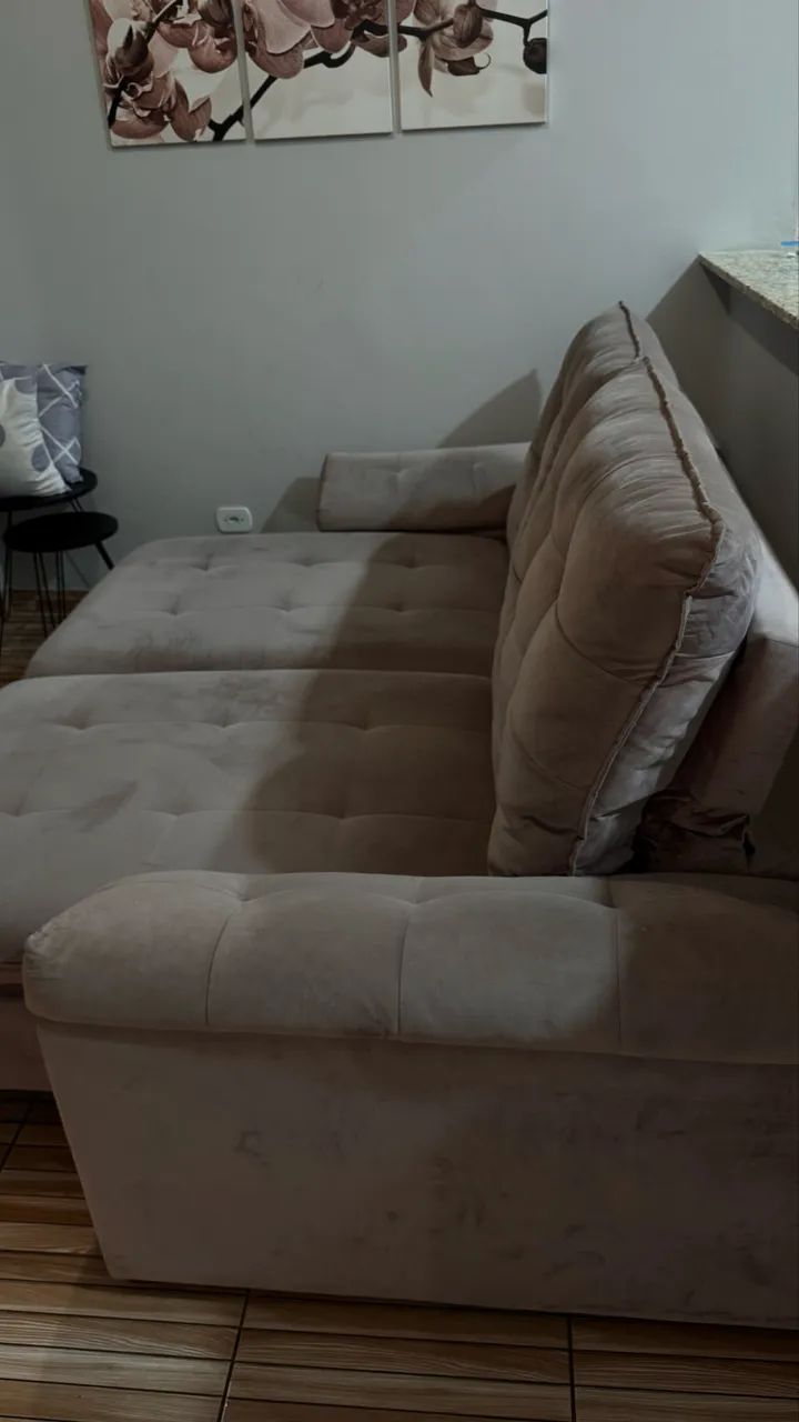 Sofá Suede rosa - Marca: Santo Sofá - 2.30largura - Foto 3