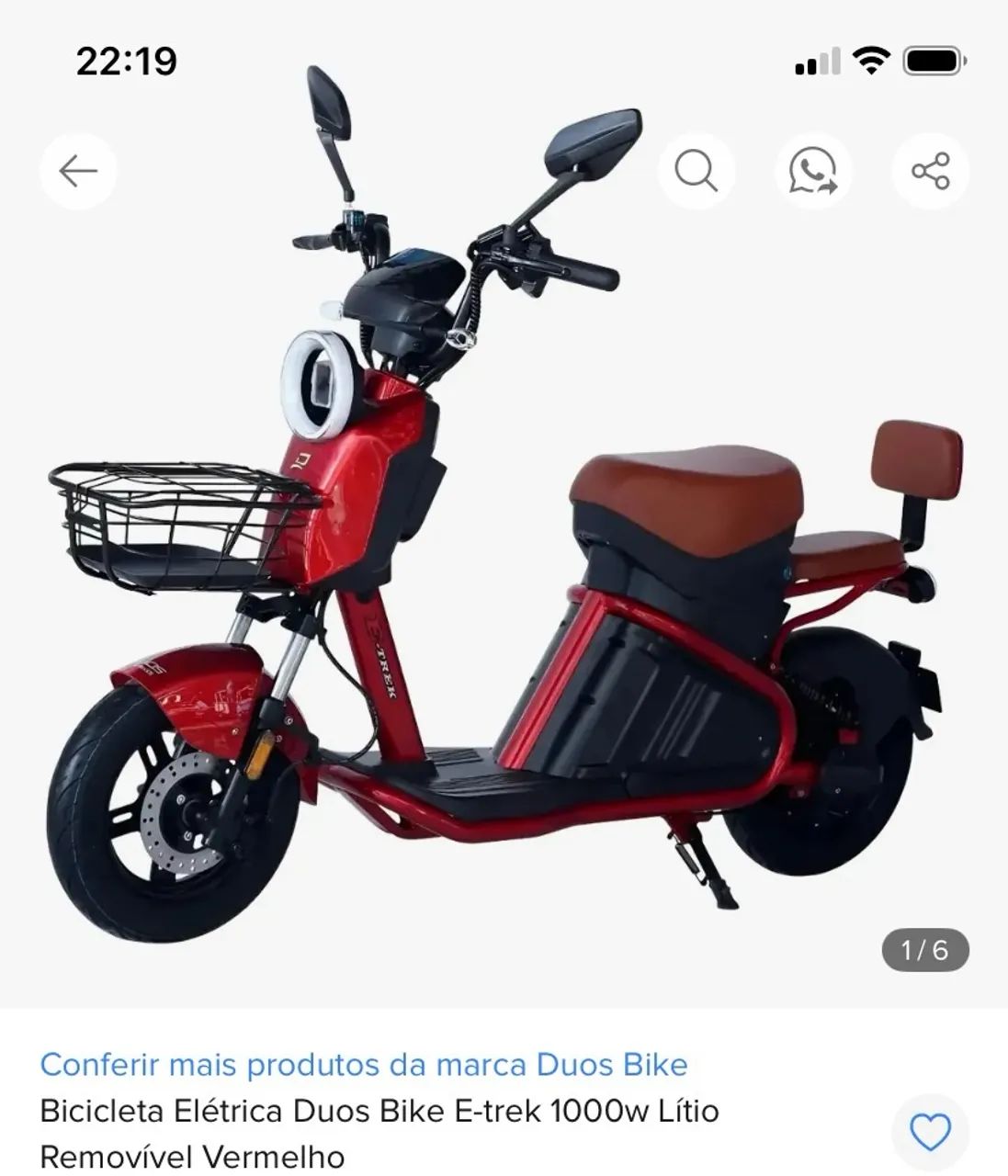 Duos E trek elétrica 1000w