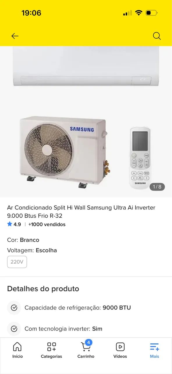 Ar condicionado 9mil Btu 