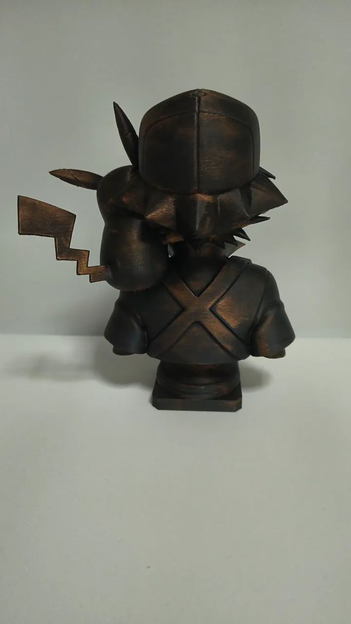 Busto Ash e Pikachu - Impressão 3D - 18cm - Foto 3