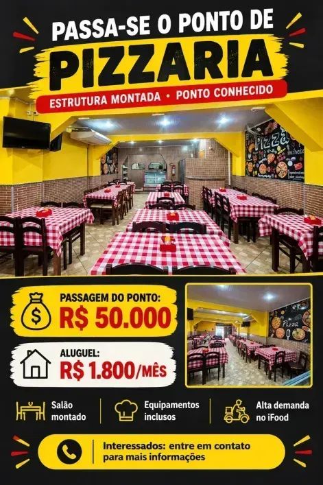 OPORTUNIDADE!!!! Ponto de Pizzaria montada em Nilópolis.
