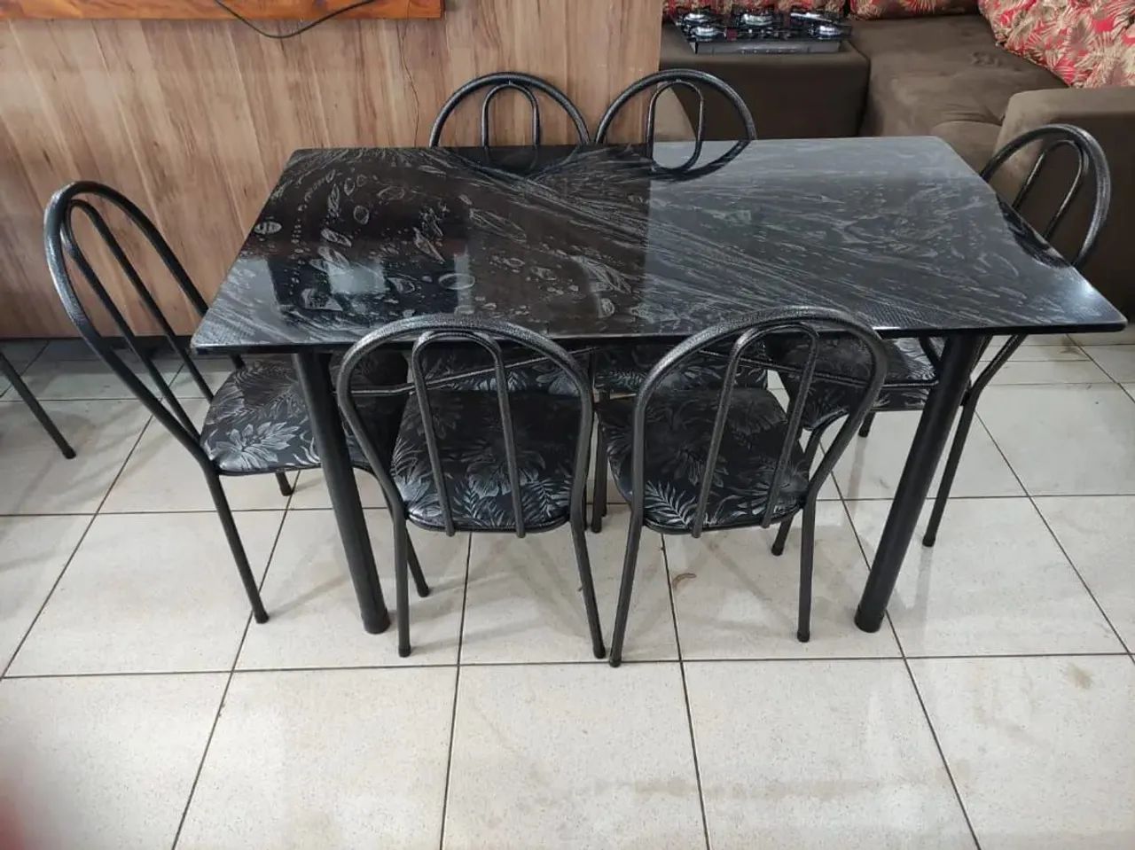 Mesa ardósia 6 cadeiras nova  - Foto 2