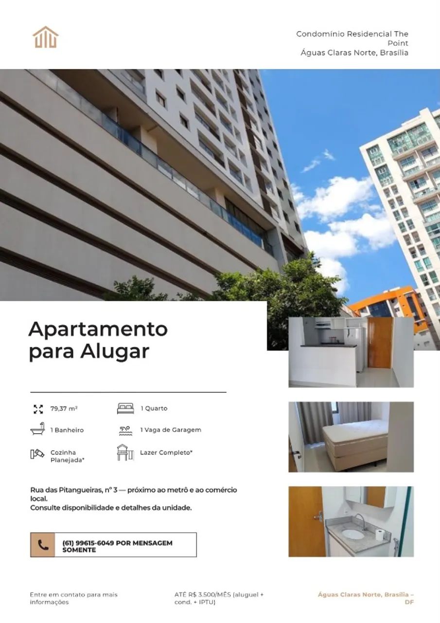 KITNET MOBILIADA EM ÁGUAS CLARAS