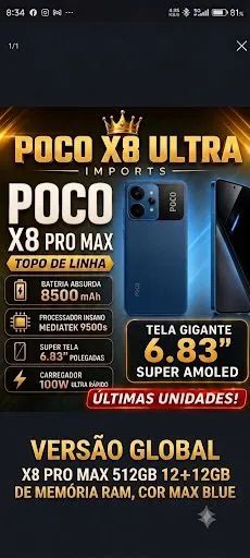 Poco x8 pro max 512bd, lacrado!!! 