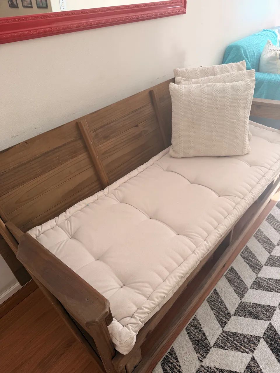 Banco da Roça 2 em 1 - Sofá e Mesa | Completo com Futon e almofadas - Foto 2
