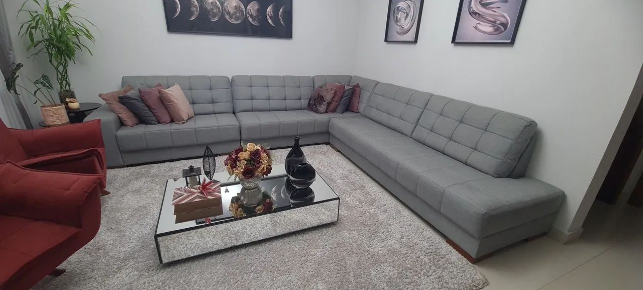 Sofa em tecido cinza 3,54m - Foto 2