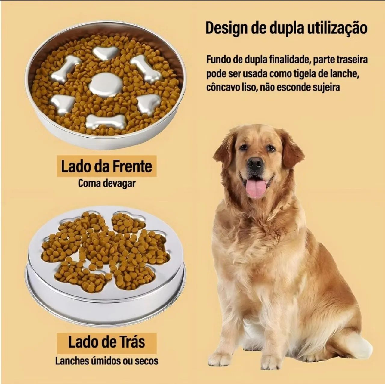 Comedouro lento pet inox