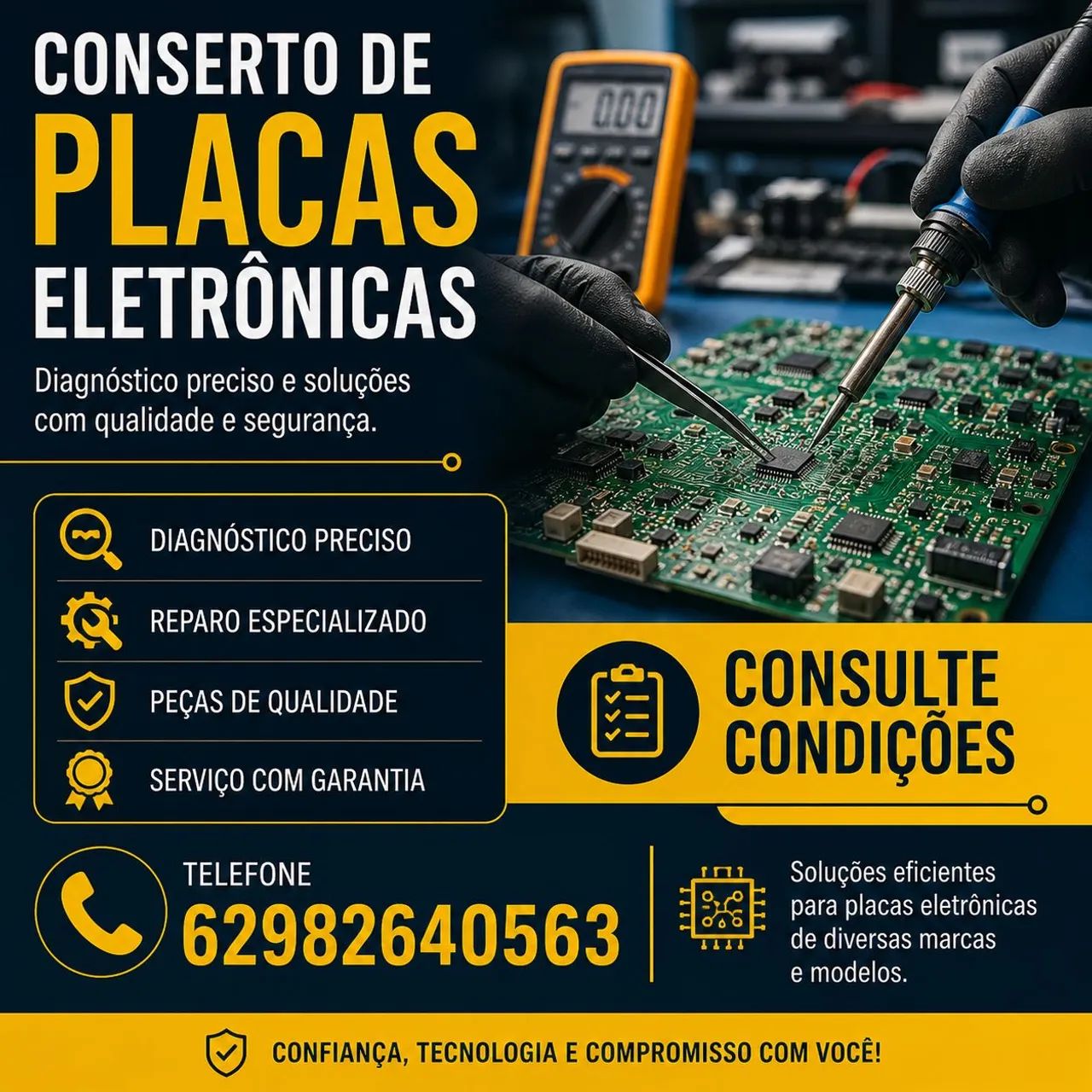 Consertos de placas eletrônica, confiram condições 