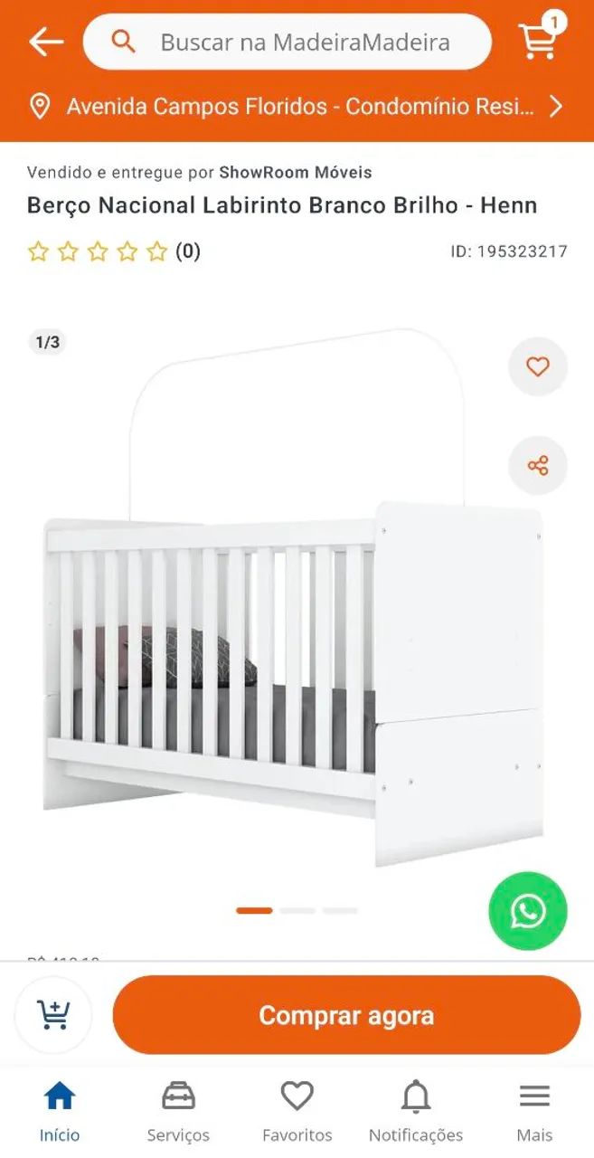 Berço 3x1 com colchão 