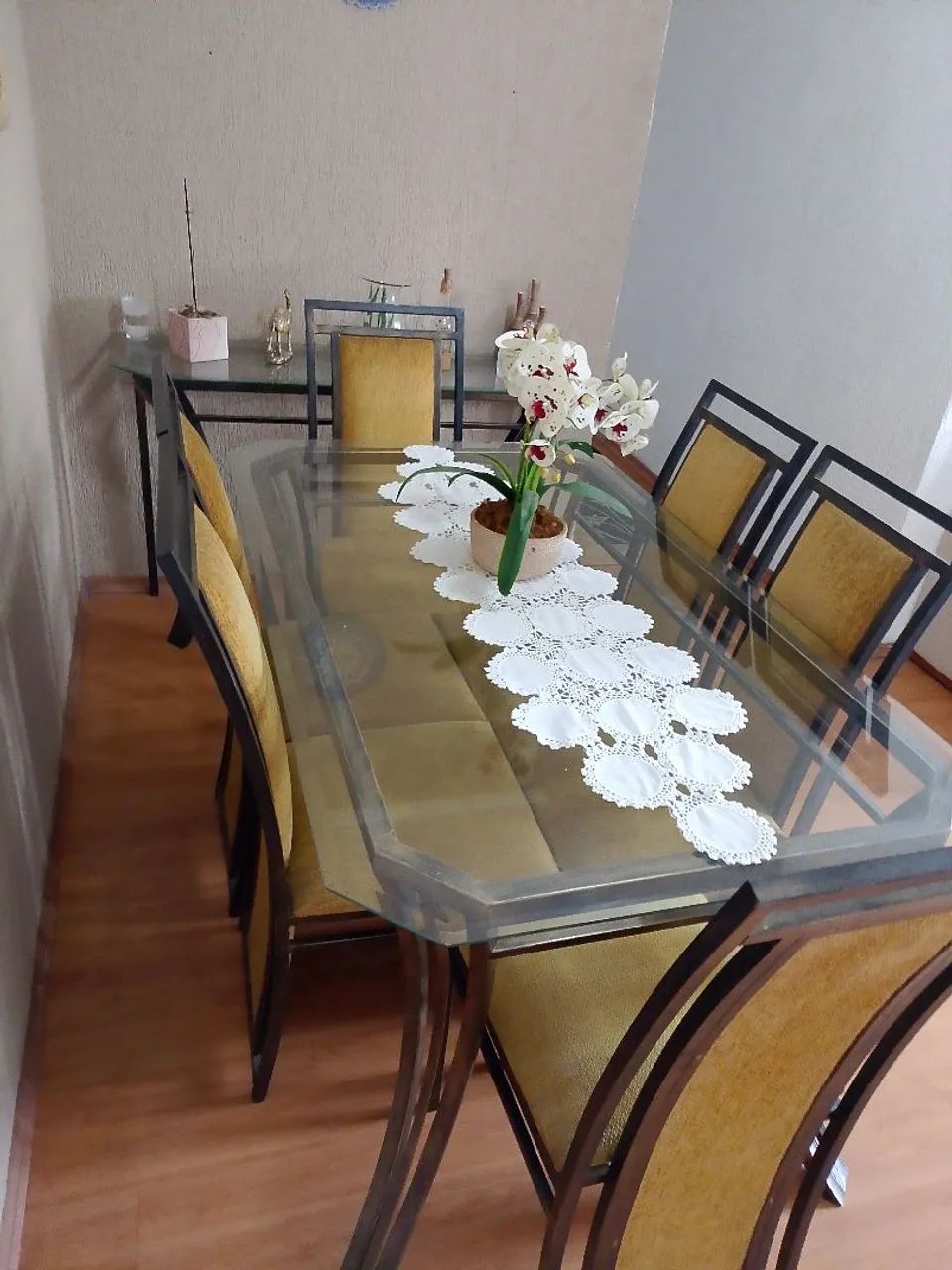 Mesa jantar vidro, ferro e aparador  - Foto 3