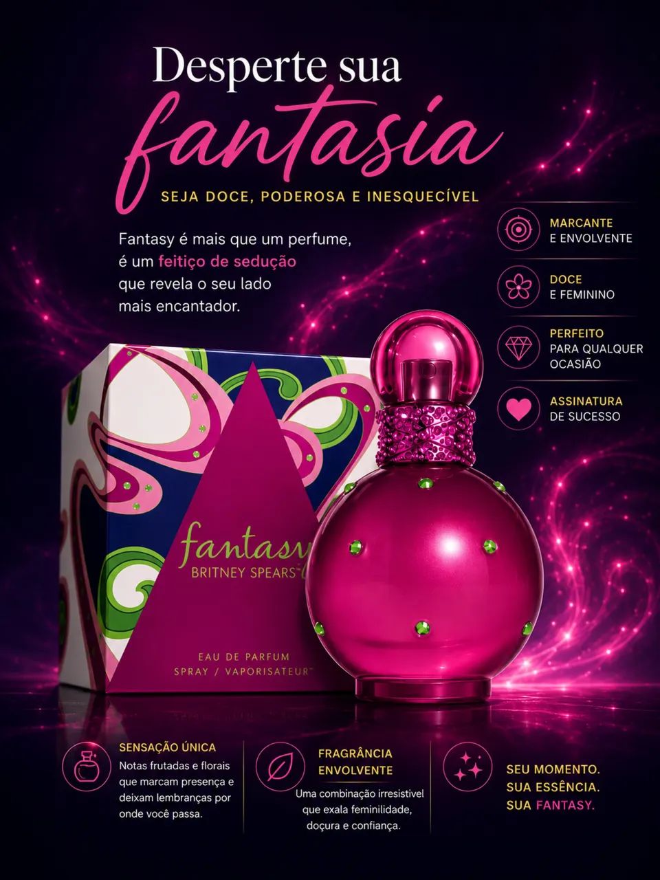 Fantasy Britney Spears Eau de Parfum 100ml Doce, Marcante e Irresistível