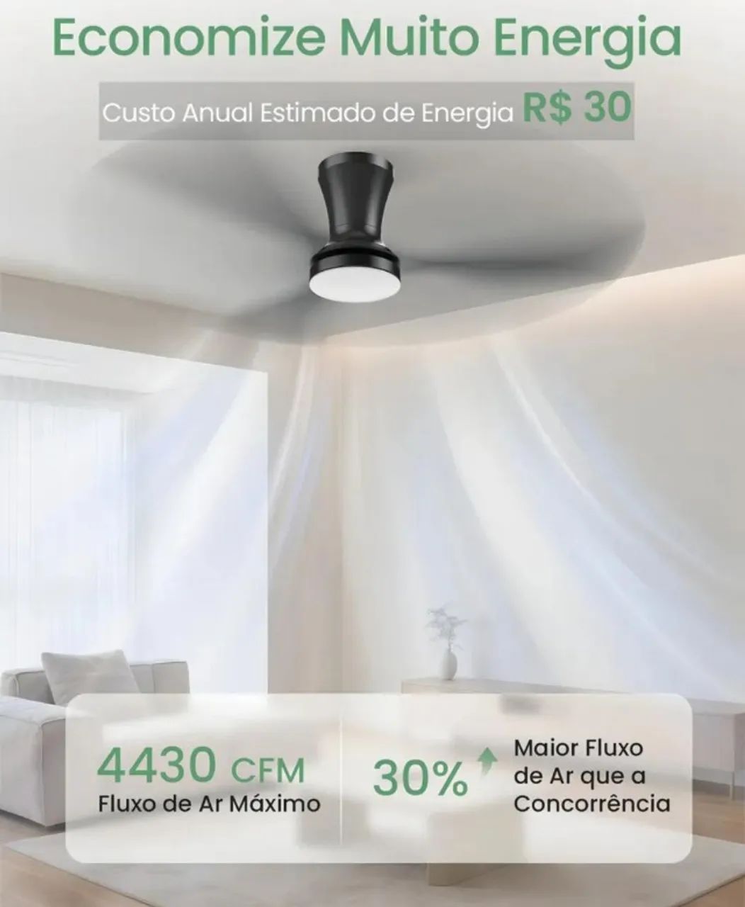 Ventilador de Teto Bivolt cor preto - Foto 2