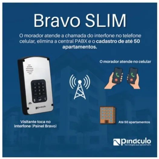 Pináculo Bravo Slim (interfone sem fio pelo celular)