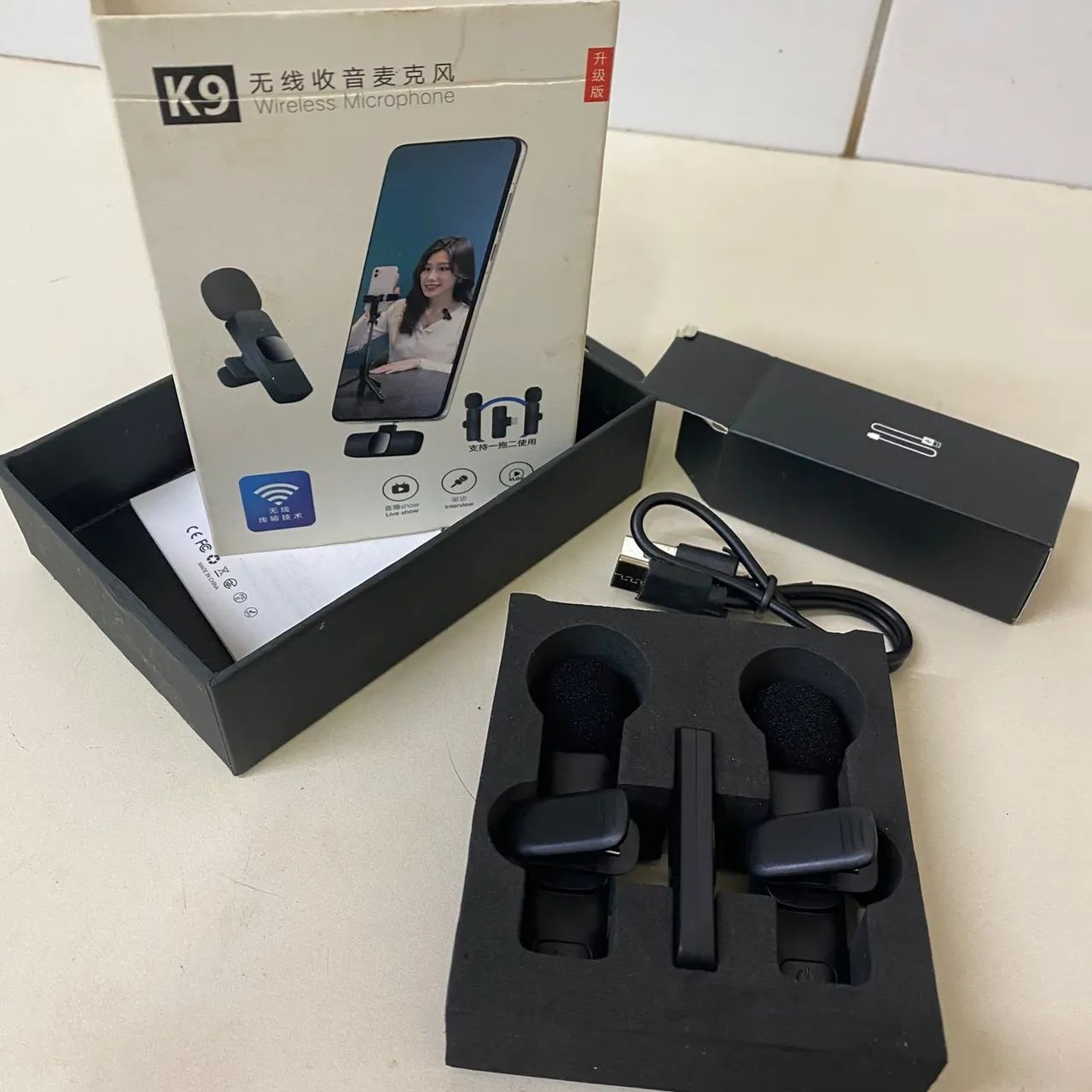 Microfone sem fio K9 wireless 