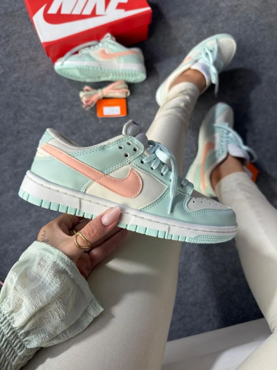 Tênis Nike Sb Dunk low Barely Green 3 Feminino Opções de Cadarço 