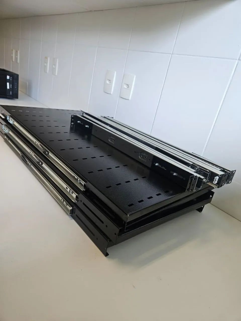4 Bandejas Deslizantes 1u 900mm Para Rack Padrão 19" Preto - Foto 4