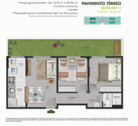 JQ -Apartamento 2 quartos com quintal-Minha casa minha vida. Serra - Foto 2
