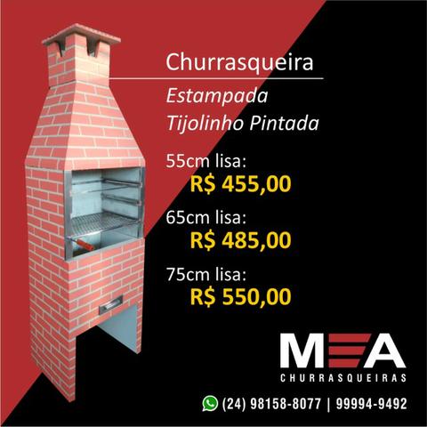 Churrasqueira estampada tijolinho pintada de 65 e 75 cm de largura