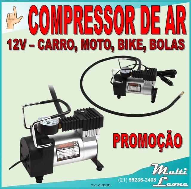 Mini Compressor De Ar 12v Automotivo Pneu Carro Moto Bike Profissional Portátil ZE-0215 - Foto 4