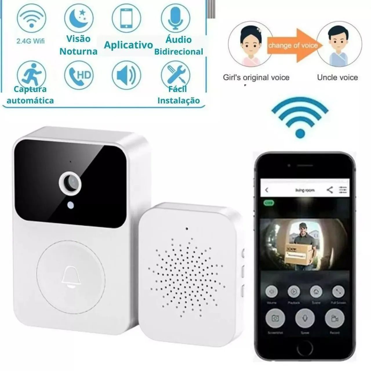 Câmeras de segurança Wi-fi giratórias com áudio e vídeo. - Foto 3