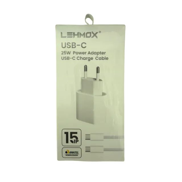 (ORIGINAL) Carregador + Cabo Usb-C 20w Para iPhone 15 Cor Branco LEHMOX
