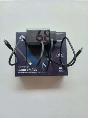 Motorola Turbo Power 68W - Rápido Com Cabo Usb-C/USB-C Bivolt Preto