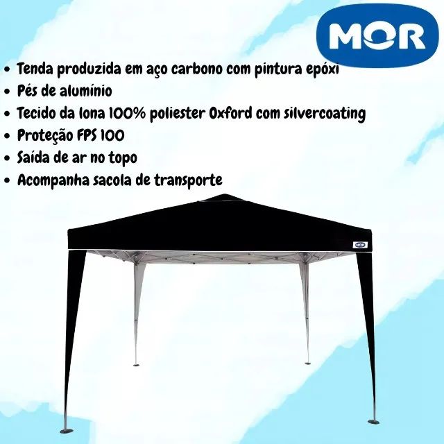 Tenda Gazebo X-Flex Oxford Preto 3m x 3m - Foto 6