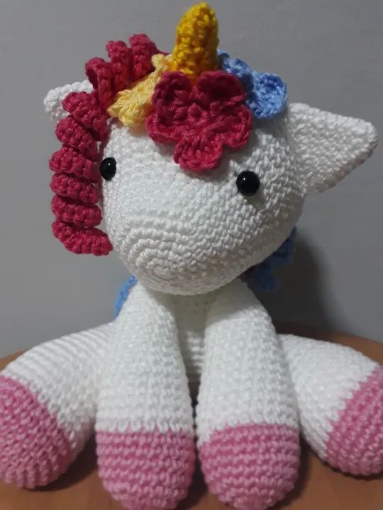 Unicórnio de Crochê Amigurumi Decorações Para Casa Portão