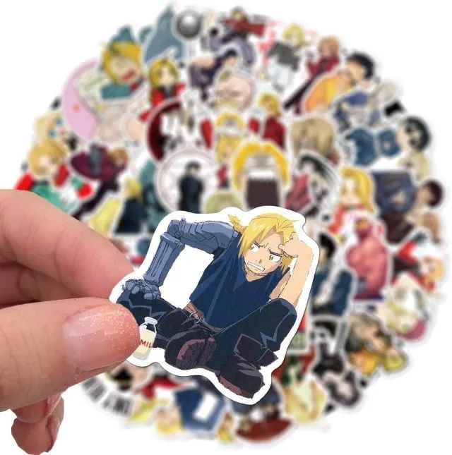 Kit 50 Adesivos de Fullmetal Alchemist - Edward Elric - Autocolantes Pcs Peças Unidades - Foto 5