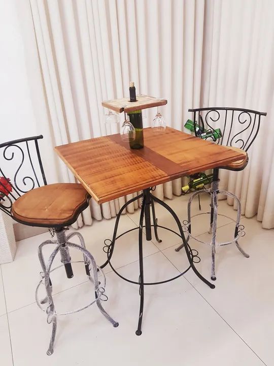 Jogo Bistrô Mesa Tampo 70cm + 2 Banquetas Arabesco e Rococó  - Foto 4