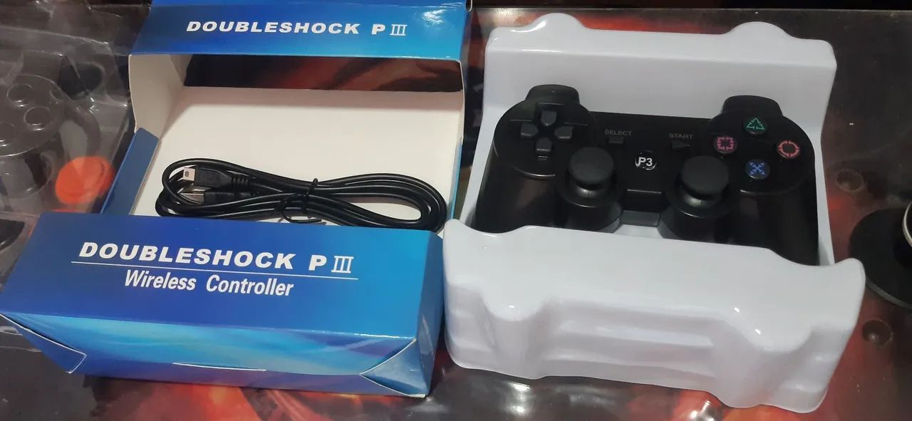 controle ps3 sem fio + cabo carregamento - já é o menor preço