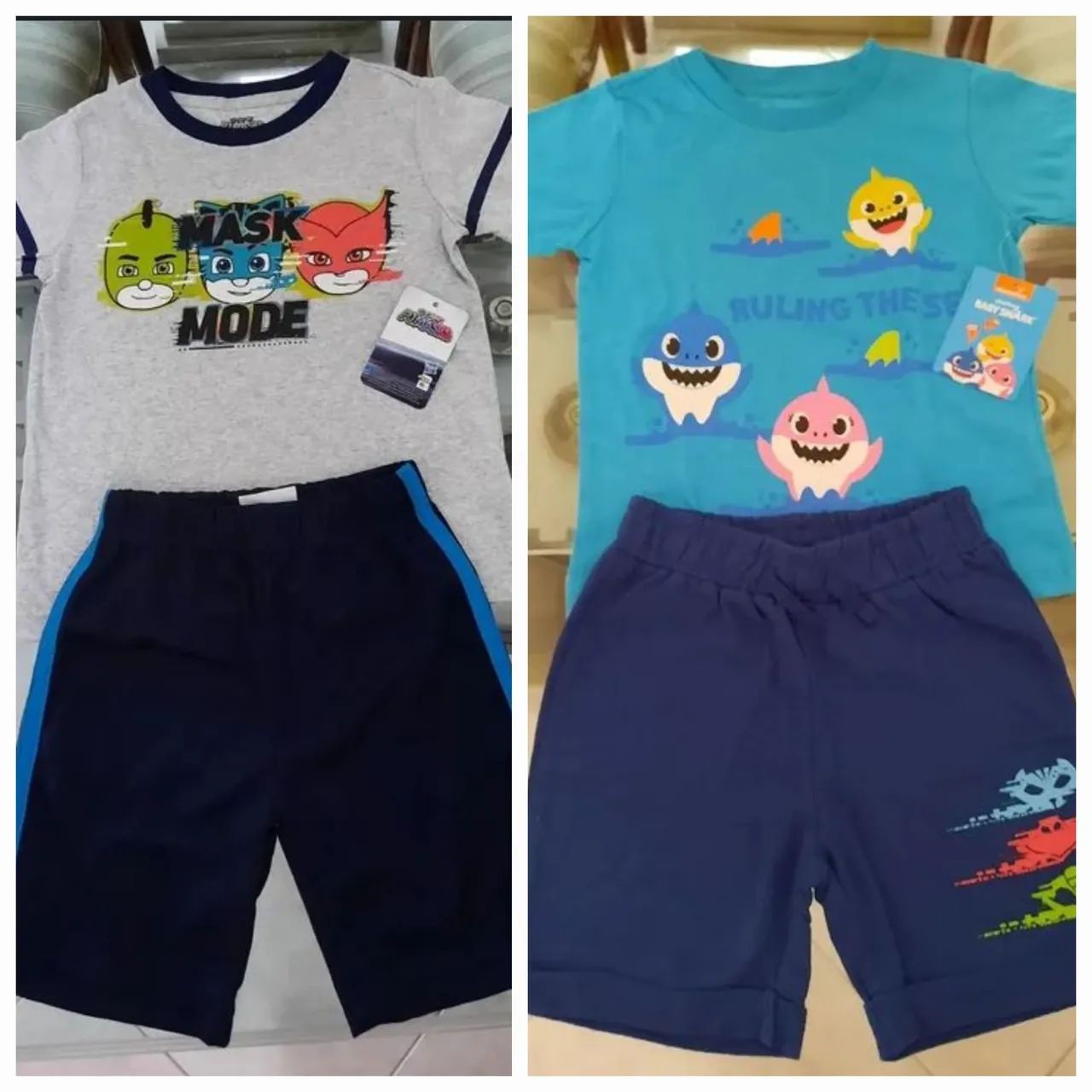 2 conjuntos (Novos)- Baby Shark e PJ Masks