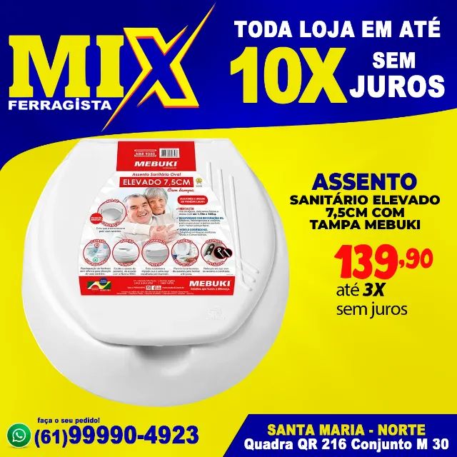 Assento Sanitário Elevado 7,5Cm Com Tampa Mebuki