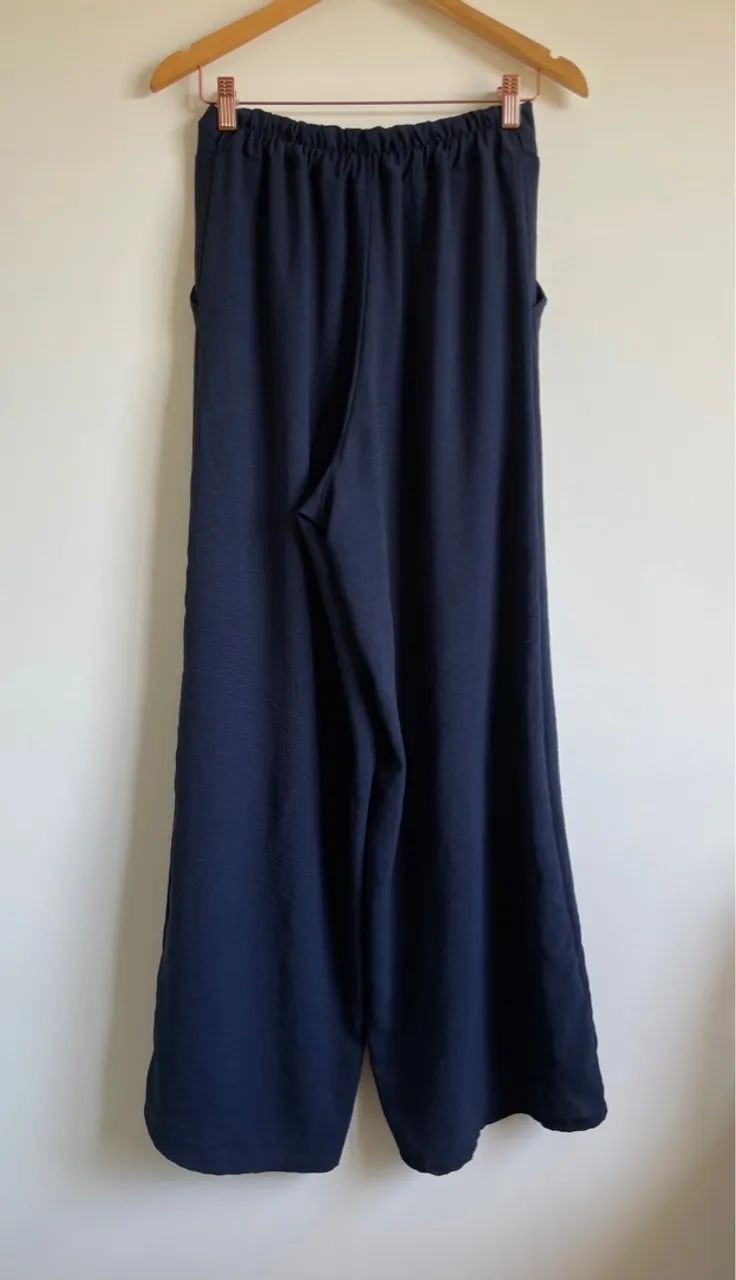 Calça feminina Pantalona 36 / 38 Azul Marinho - Foto 2