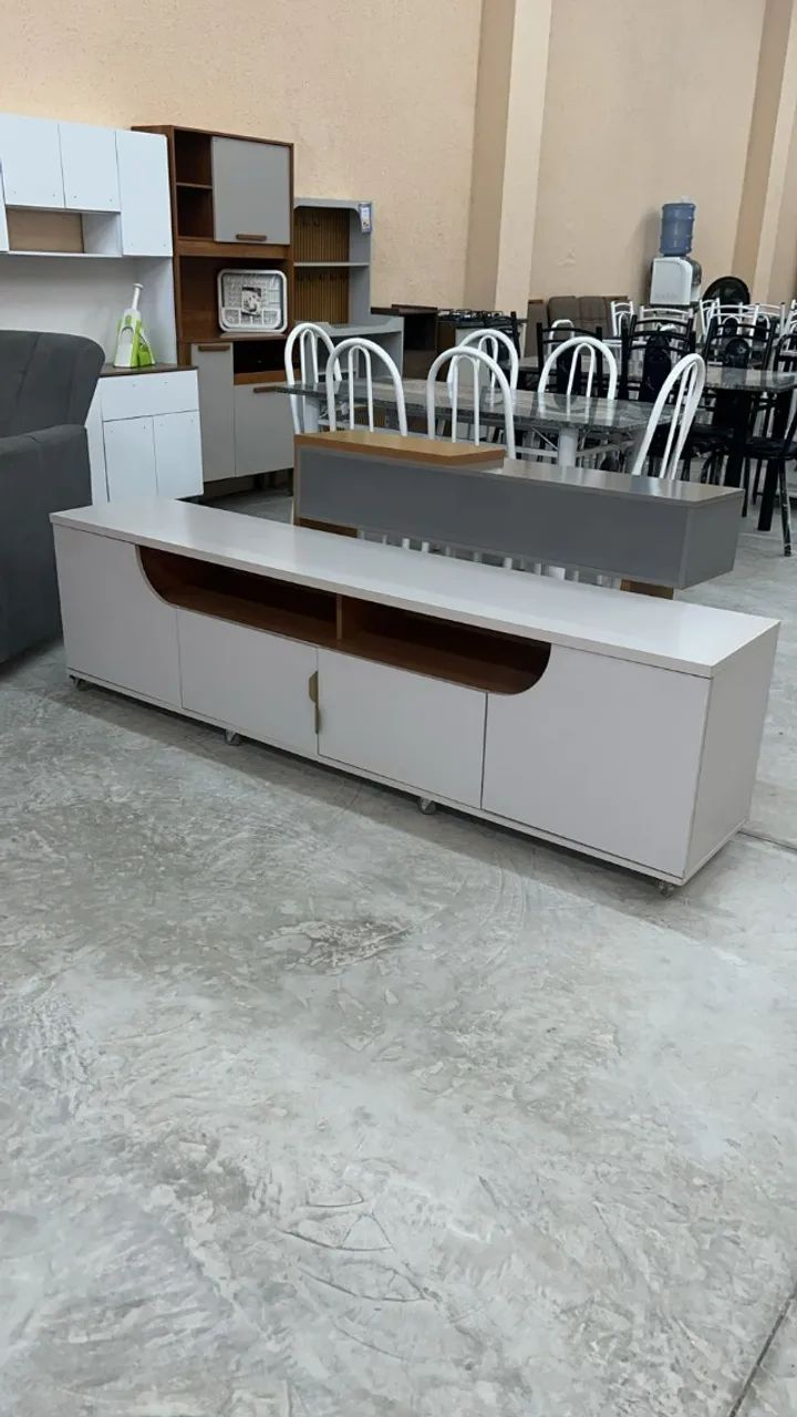 Santorine TV Stand with Casters for TVs up to 75 Inches, Off-White – On Sale