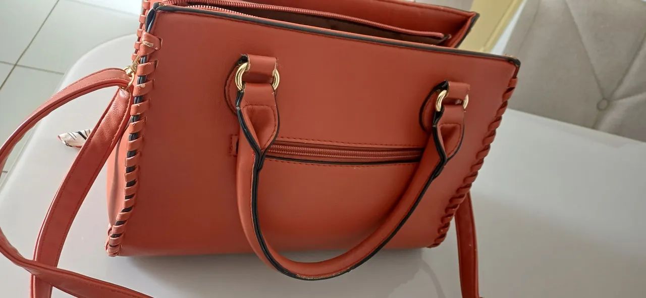 BOLSA FEMININA COR TELHA - Foto 4