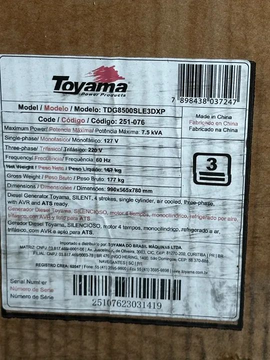 NOVO! Caixa ATS + Gerador  Toyama modelo TDG8500SLE3DXP  - Foto 4