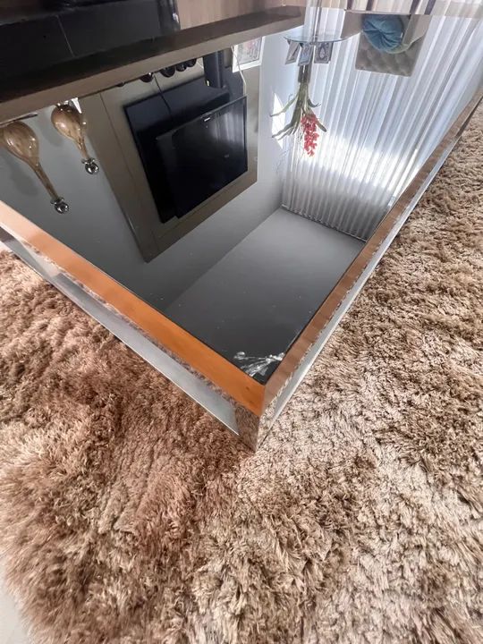 Mesa de Centro Moderna com Tampo de Vidro e Madeira - Foto 5