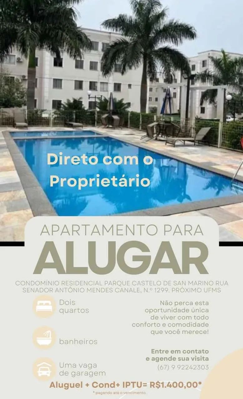 R$1.400* Apartamento Direto com o Proprietário  